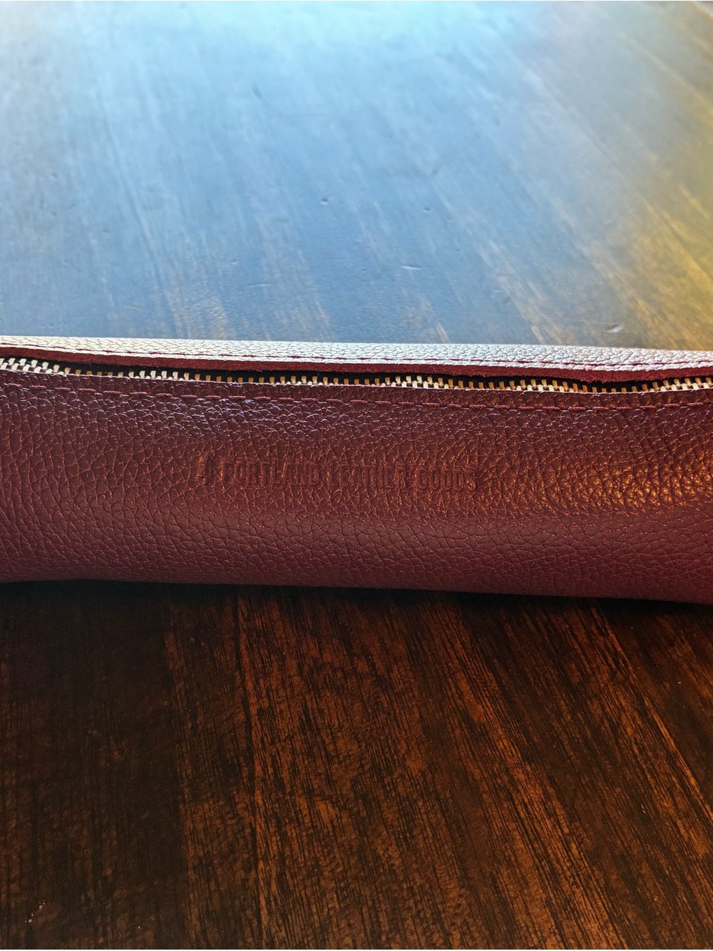 Portland Leather Burgundy Pebbled Leather Zip Pouch